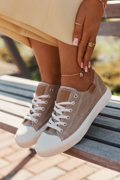 Dámske z textiluní tenisky big star rr274795 béžove / (Veľkosť 37)