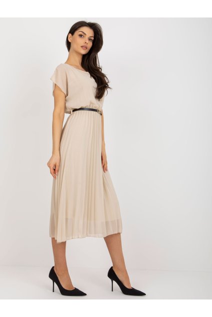 Dámske béžove šaty letne kód produktu DHJ-SK-8839-1.23X (Farba Béžová, Veľkosť ONE SIZE)