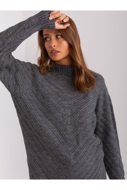 Dámsky sveter farba Tmavo-sivá kód BA-SW-8013.14P (Farba Tmavo-sivá, Veľkosť ONE SIZE)