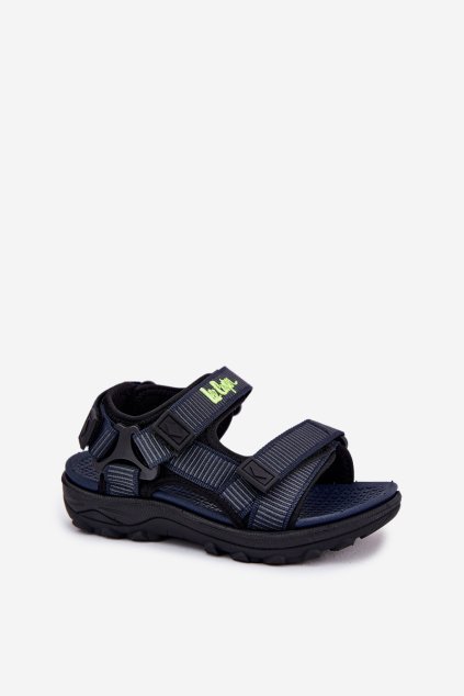 Detské modré sandále Lee Cooper s suchým zipsom, textil, rovná podrážka, kód produktu LCW-25-34-3569K