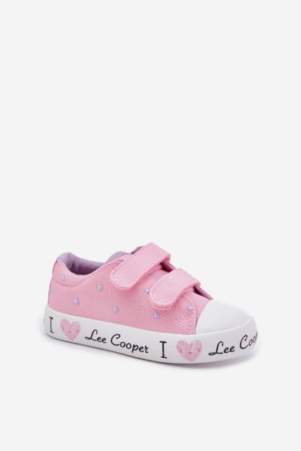 Ružové dievčenské tenisky Lee Cooper s suchým zipsom, textil, kód produktu LCW-25-02-3265K