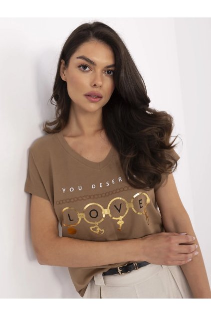 Dámske s aplikáciou farba svetlo-hnedá kód CLM-TS-1729.86 (Farba Svetlo-hnedá, Veľkosť XL)