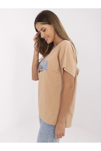 Dámske s podtlačou farba hnedá camel kód CLM-TS-0023.94 (Farba Hnedá camel, Veľkosť L)