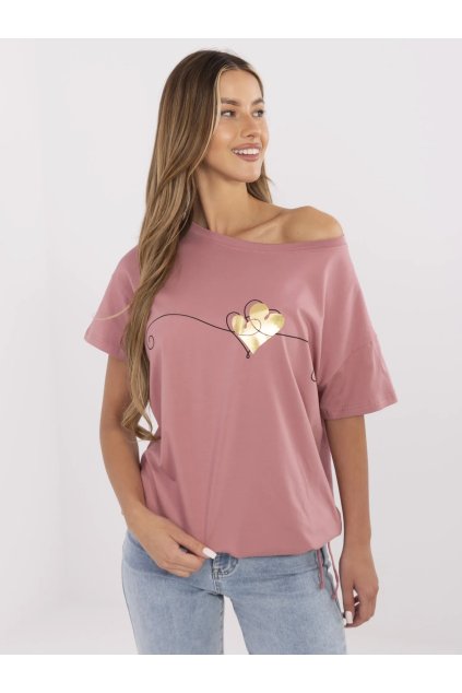 Dámske s podtlačou farba tmavo-ružová kód CLM-TS-1017.03 (Farba Tmavo-ružová, Veľkosť S)