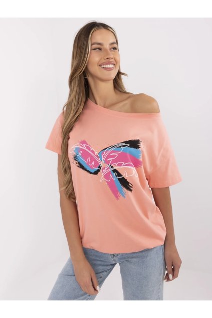 Dámske s aplikáciou farba koralová kód CLM-TS-1019.79 (Farba Koralová, Veľkosť S)