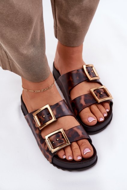 Voňavé Dámske papuče s prackami leopardí hnedé zaxy rr285059 / (Veľkosť 35.5)