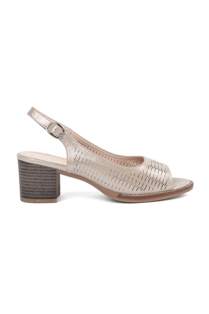 Zlaté dámske elegantné sandále na hrubom podpätku z eko kože, kód produktu SK832GO