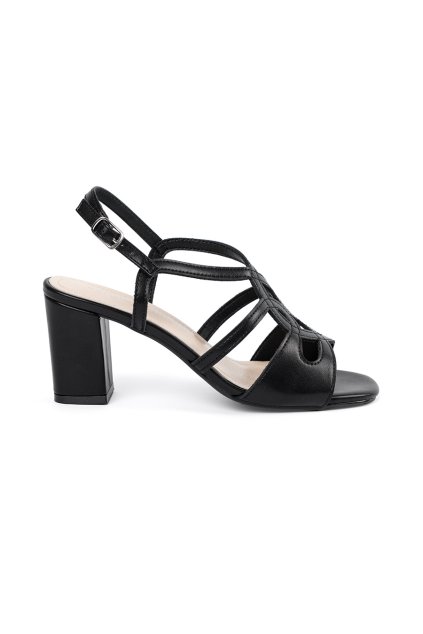 Čierne dámske elegantné sandále na 7,5 cm podpätku Sergio leone, kód produktu SK884B