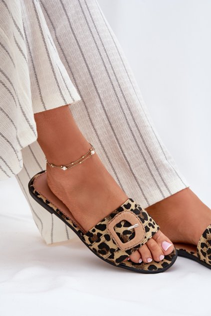 Plné Dámske papuče s ozdobnou remienkom leopard clariola / G469 LEOPARD (Veľkosť 36)