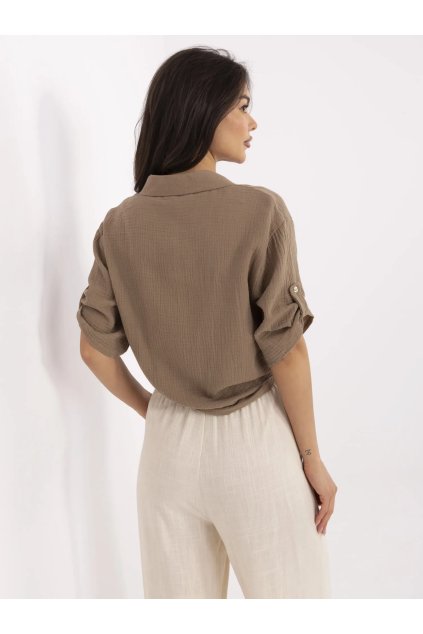 Dámske Košeľa farba Tmavo-béžová kód DHJ-KS-8595-1.66 (Farba Tmavo-béžová, Veľkosť ONE SIZE)