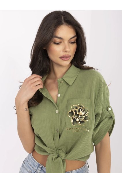 Dámske Košeľa farba Khaki kód DHJ-KS-8595-1.66 (Farba Khaki, Veľkosť ONE SIZE)