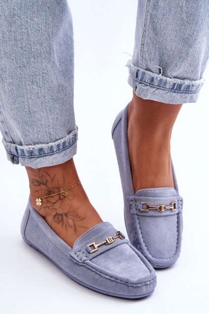 Dámske klasické semišové mokasíny modré corinell / FT247 CELESTE (Veľkosť 36)