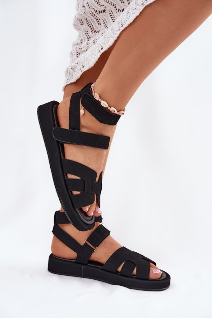 Dámske Sandále s suchými zipsy čierne uvissa / NN617 BLACK (Veľkosť 36)