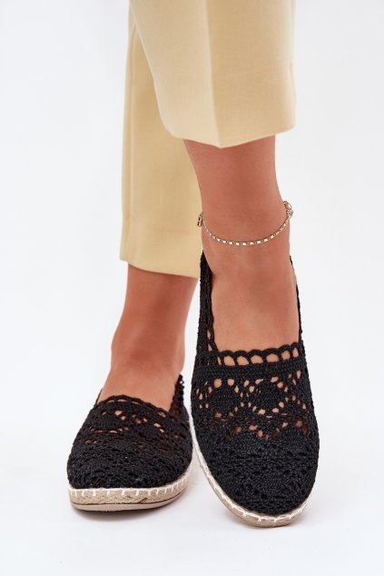 Krajkové Espadrilky Dámské Černé Adelira