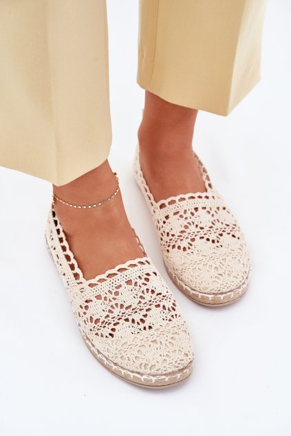 Dámské Béžové Espadrilky S Krajkou Adelira (Veľkosť 36)