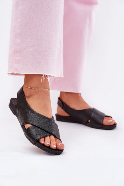 Dámske kožené Sandále čierne zazoo 40407 / 40407 V.CZARNY (Veľkosť 36)