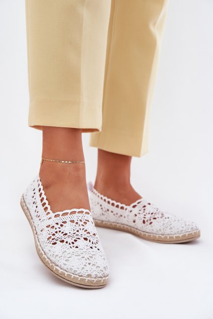 Dámské krajkové espadrilky bílé Adelira