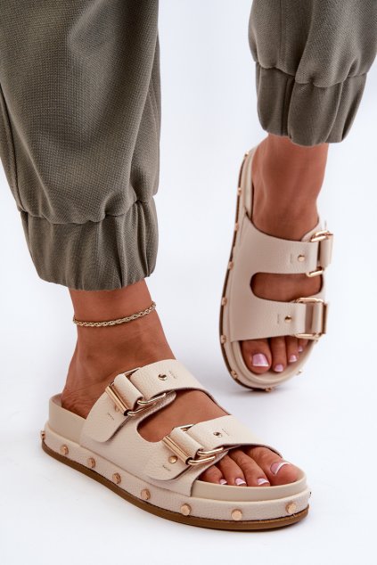 Dámske žabky na platforme big star nn274083 béžove / NN274083 BEŻ (Veľkosť 36)