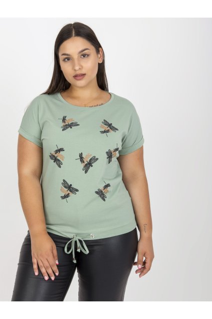 Dámske plus size pistáciová RV-TS-7656.84 (Farba Čierna, Veľkosť ONE SIZE)