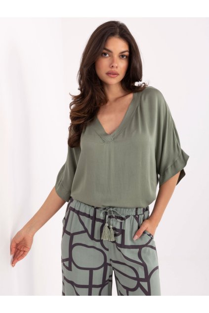 Dámska blúzka over size khaki TW-BZ-BI-3228.75 (Farba Khaki, Veľkosť S)