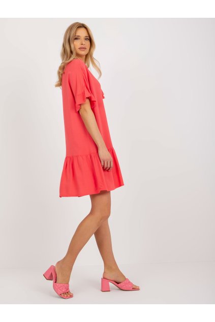Dámske koralove šaty letne kód produktu D73761M30306B (Farba Koralová, Veľkosť S)