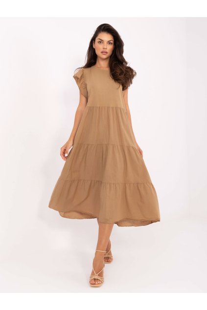 Dámske hnede camel šaty letne kód produktu TW-SK-BI-6-2172.96 (Farba Hnedá camel, Veľkosť ONE SIZE)