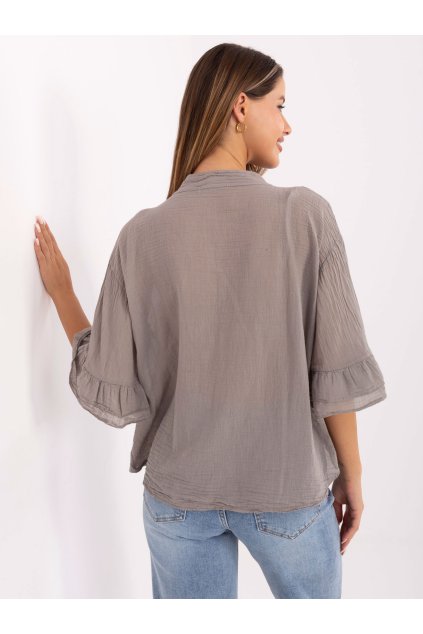 Dámske Košeľa farba Tmavo-béžová kód MI-KS-92224.95 (Farba Tmavo-béžová, Veľkosť ONE SIZE)