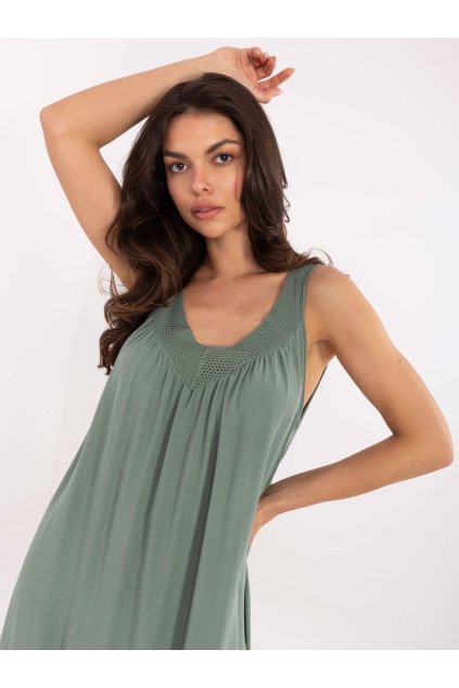 Dámske khaki šaty letne kód produktu TW-SK-BI-L0125.52 (Farba Khaki, Veľkosť S)
