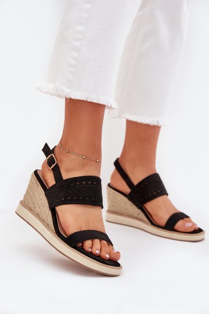 Dámské Sandály S Prodyšným Designem Na Klínu Černé Zolira (Veľkosť 36)