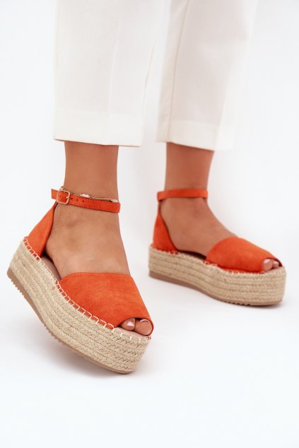 Dámské espadrilky na platformě s pletením oranžové Selise (Veľkosť 39)