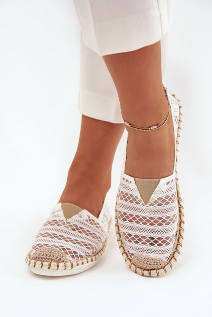 Dámské Krajkové Espadrilky S Síťkou Bílé Faylira (Veľkosť 36)