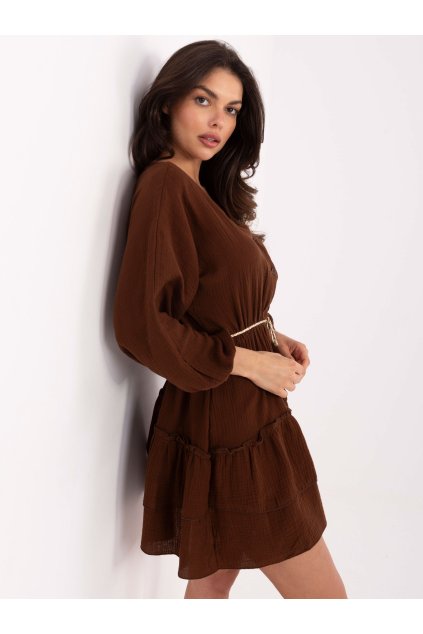 Dámske tmavo-hnede šaty letne kód produktu MI-SK-A5079.27 (Farba Tmavo-hnedá, Veľkosť ONE SIZE)