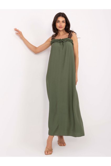 Dámske khaki šaty letne kód produktu MI-SK-A6412.68 (Farba Khaki, Veľkosť ONE SIZE)