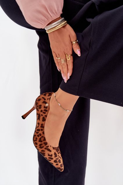 Dámske lodičky s pantherem vinceza 62264 hnedé / 62264 LEOPARD (Veľkosť 36)