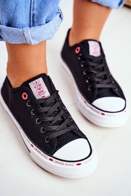 Dámske tenisky cross jeans čierne ff2r4015c / FF2R4015C BLK (Veľkosť 36)
