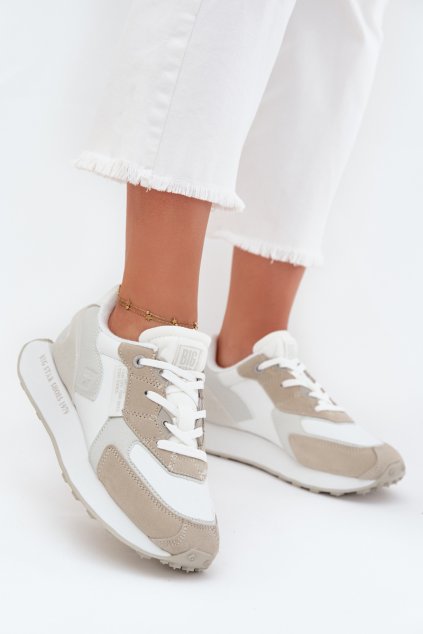 Dámské Kožené Sneakersy Big Star OO274563 Hi-Poly System Bílé (Veľkosť 36)