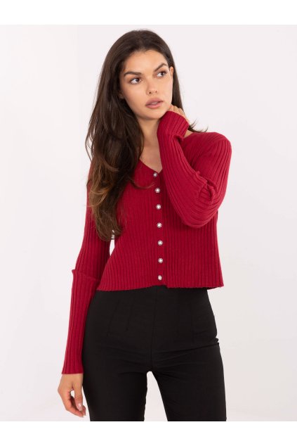 Dámsky sveter farba Bordová kód PM-SW-R1639.27 (Farba Bordová, Veľkosť S/M)