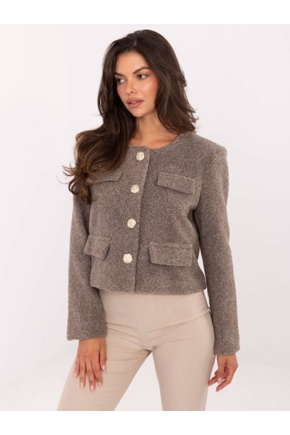 Dámska Bunda farba Tmavo-béžová kód IT-KR-FL9586.64 (Farba Tmavo-béžová, Veľkosť S/M)