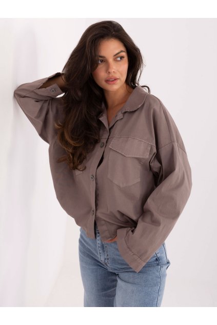 Dámske Košeľa farba Tmavo-béžová kód IT-KS-FL9273.86 (Farba Tmavo-béžová, Veľkosť ONE SIZE)