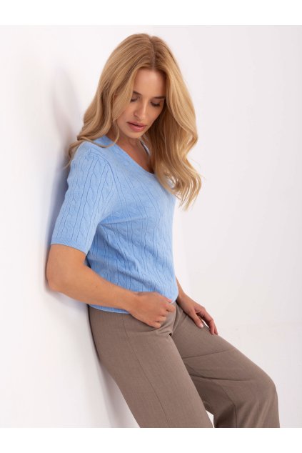 Dámsky sveter farba Svetlo-modrá kód PM-SW-B-615.18 (Farba Svetlo-modrá, Veľkosť ONE SIZE)