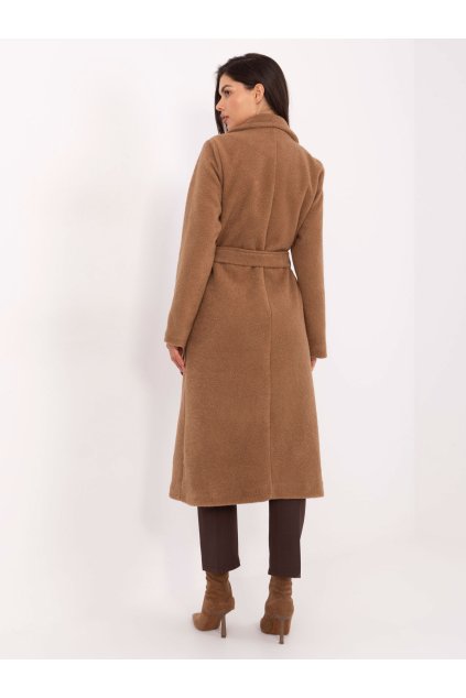 Dámsky kabát farba hnedá camel kód IT-PL-96765.17P : na temu obdobie Jeseň / zima (Farba Hnedá camel, Veľkosť ONE SIZE)