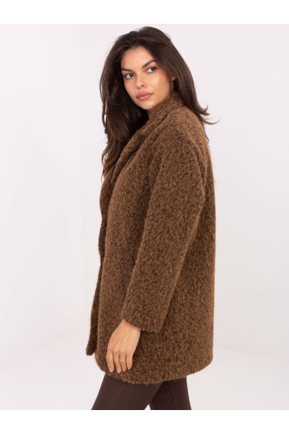 Dámsky kabát farba hnedá kód IT-PL-96775.19P : na temu obdobie Jeseň / zima (Farba Hnedá, Veľkosť ONE SIZE)