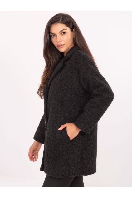 Dámsky kabát farba čierna kód IT-PL-96775.19P : na temu obdobie Jeseň / zima (Farba Čierna, Veľkosť ONE SIZE)