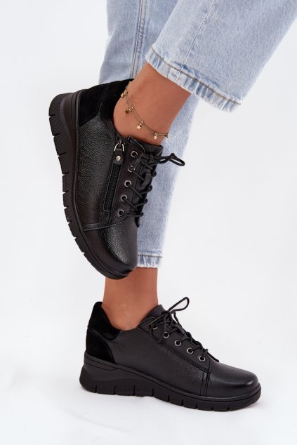 Kožené Dámske polobotky na platforme vinceza 39964 čierne / 39964 BLACKSKÓRA (Veľkosť 36)