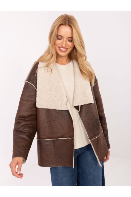 Dámska Bunda farba Hnedá kód IT-KR-95616.66 (Farba Hnedá, Veľkosť ONE SIZE)