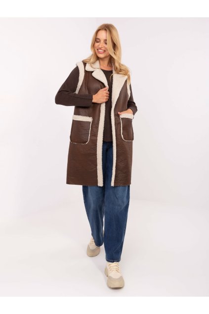 Dámska vesta farba hnedá Fact - naj IT-KZ-96916.68 (Farba Hnedá, Veľkosť ONE SIZE)