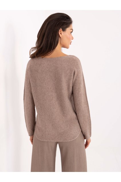 Dámsky sveter farba Tmavo-béžová kód IT-SW-2219.63 (Farba Tmavo-béžová, Veľkosť ONE SIZE)