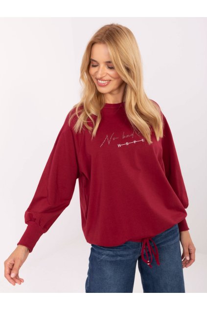 Dámska blúzka over size bordová RV-BZ-A825.48 (Farba Bordová, Veľkosť ONE SIZE)
