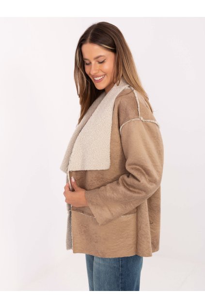 Dámska Bunda farba Béžová kód IT-KR-95616.66 (Farba Béžová, Veľkosť ONE SIZE)