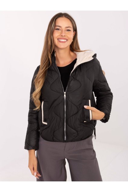 Dámska Bunda farba Čierna kód MBM-KR-2211.88 (Farba Čierna, Veľkosť XL)